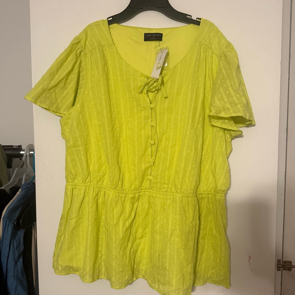 NWT- Lane Bryant lime green blouse size 18